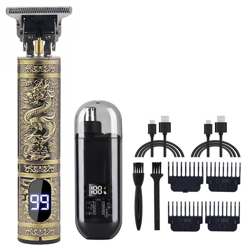 Afeita y Barbea | Aparadora Profesional para Cabello y Barba | Motor Potente | Recargable | Kit Completo con Aparador de Nariz