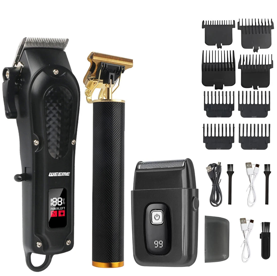 Afeita y Barbea | Aparadora Profesional para Cabello y Barba | Motor Potente | Recargable | Kit Completo con Aparador de Nariz