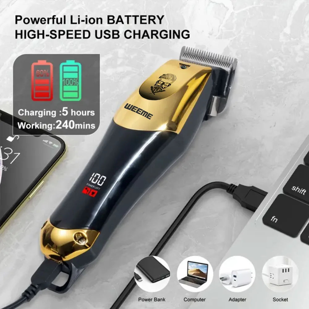 Afeita y Barbea | Aparadora Profesional para Cabello y Barba | Motor Potente | Recargable | Kit Completo con Aparador de Nariz