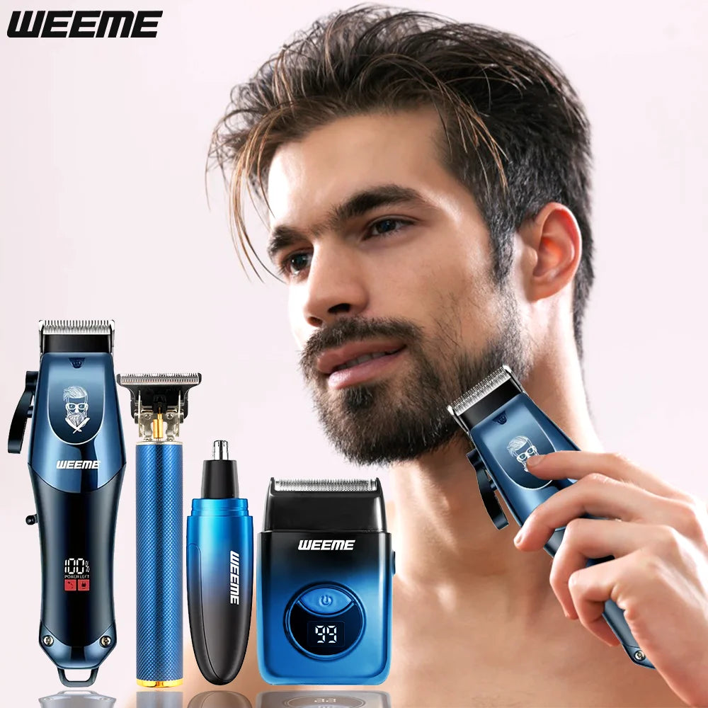 Afeitador multifuncional diseñado para el cuidado completo masculino. Cuenta con cuchilla de acero inoxidable y motor vibratorio, ideal para recortar barba, cabello, nariz, orejas, cejas, cuerpo