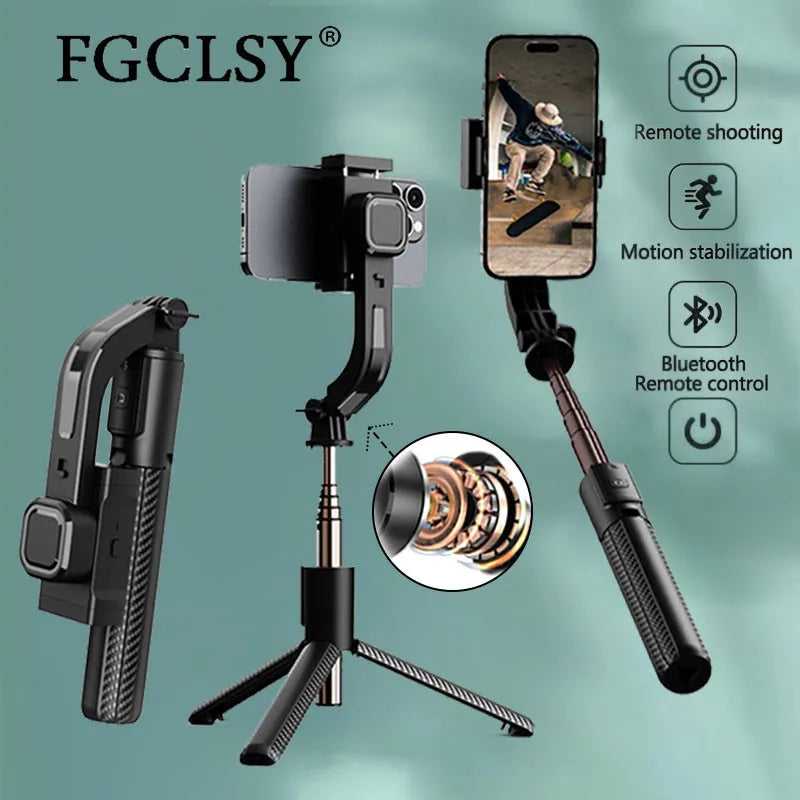 FGCLSY Bluetooth estabilizador de cardán de mano palo de Selfie para teléfono móvil trípode ajustable de aleación de aluminio para teléfono inteligente en vivo
