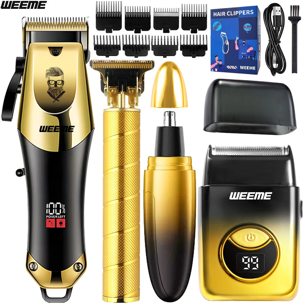 Afeitador multifuncional diseñado para el cuidado completo masculino. Cuenta con cuchilla de acero inoxidable y motor vibratorio, ideal para recortar barba, cabello, nariz, orejas, cejas, cuerpo