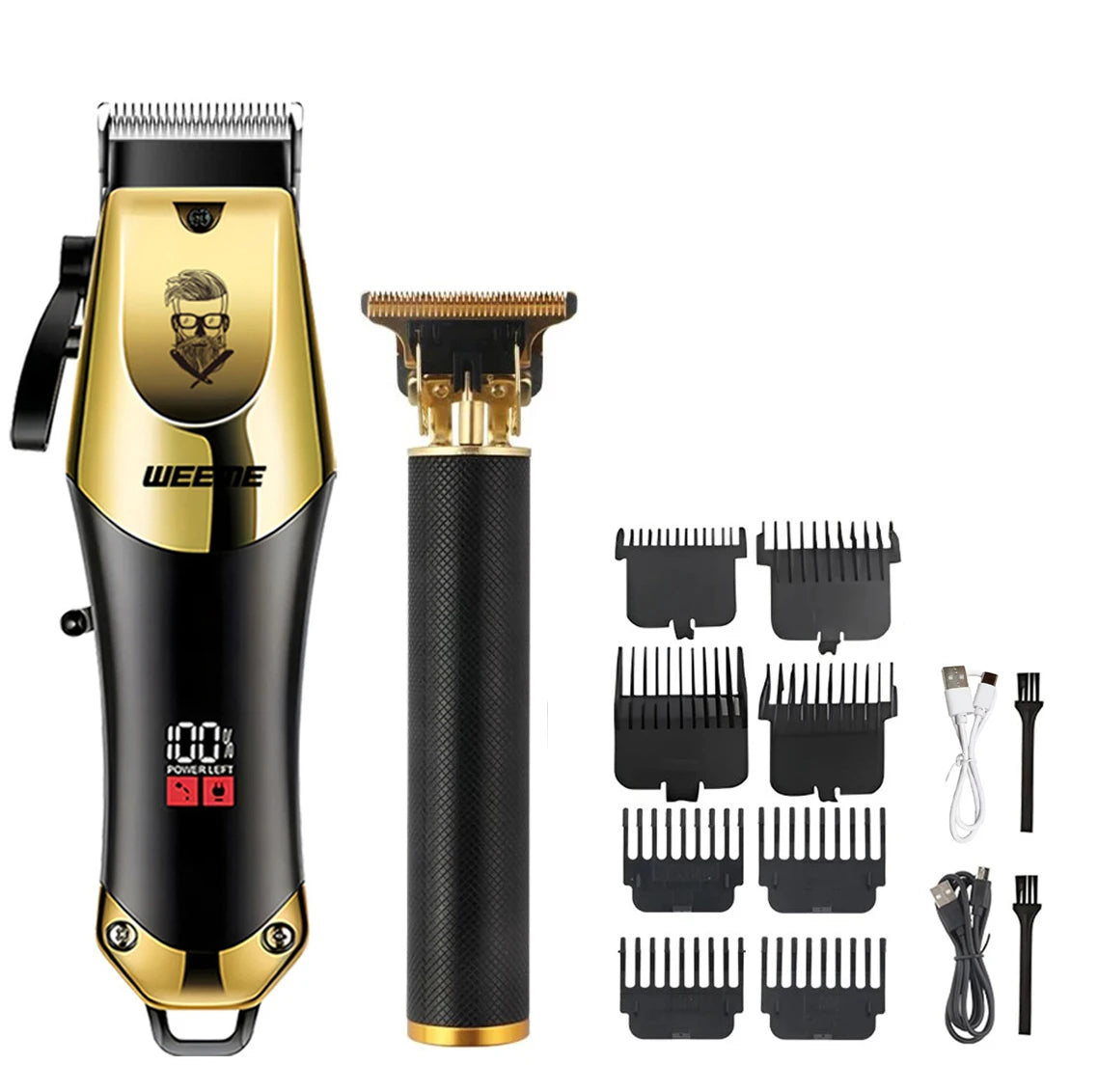 Afeita y Barbea | Aparadora Profesional para Cabello y Barba | Motor Potente | Recargable | Kit Completo con Aparador de Nariz