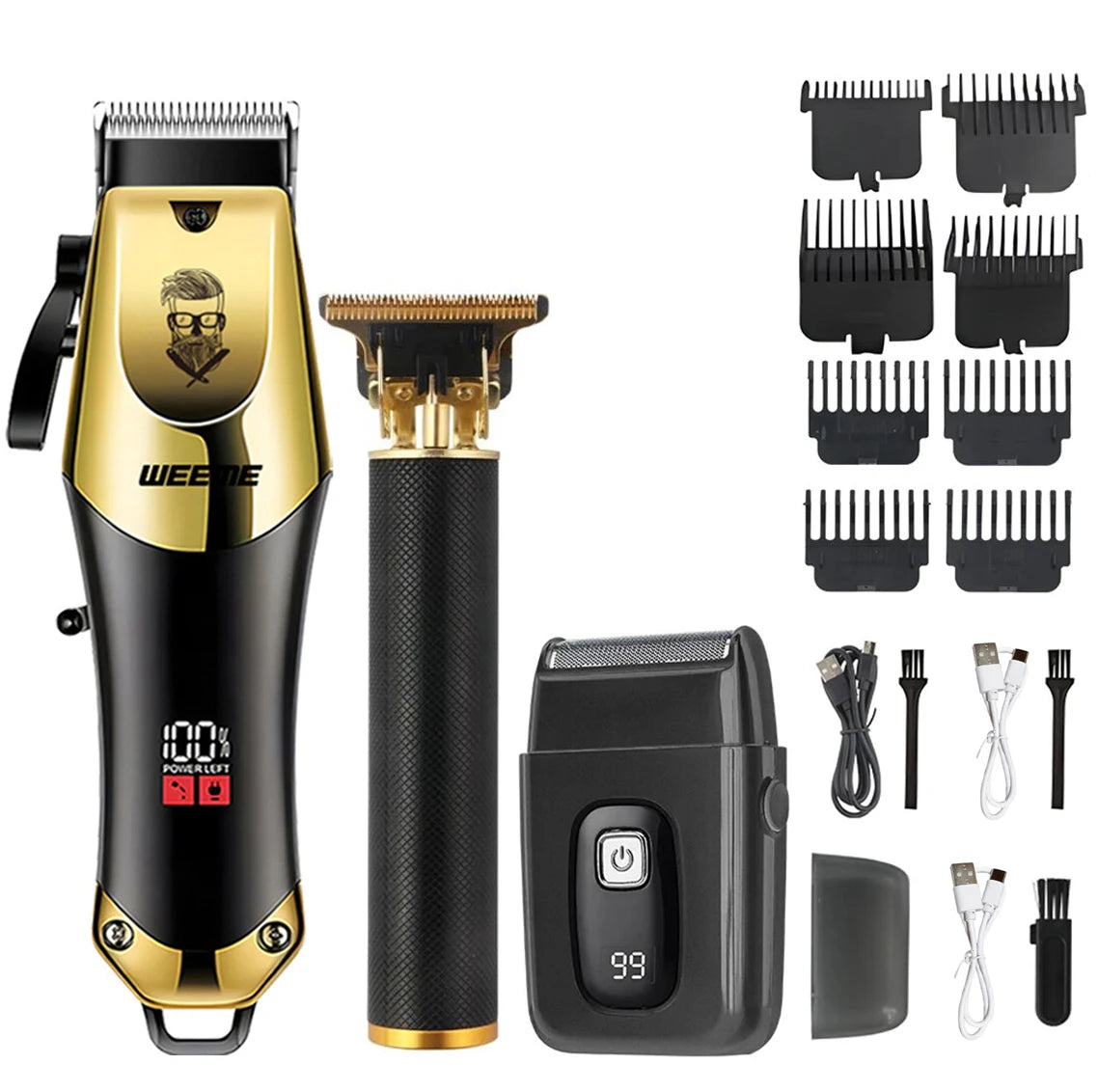 Afeita y Barbea | Aparadora Profesional para Cabello y Barba | Motor Potente | Recargable | Kit Completo con Aparador de Nariz
