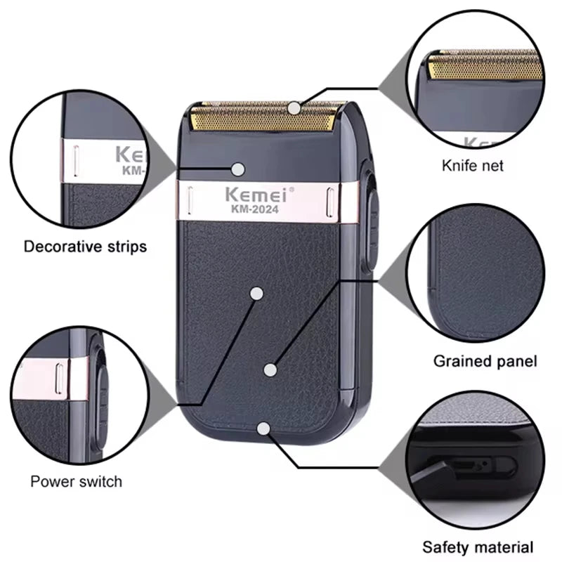 Afeita y  cortar cabello&nbsp;recargable con cuchilla de acero inoxidable, ideal tanto para uso en casa como profesional. Su motor rotativo garantiza un corte suave, preciso y sin tirones. El ajuste de largo se realiza mediante boquillas