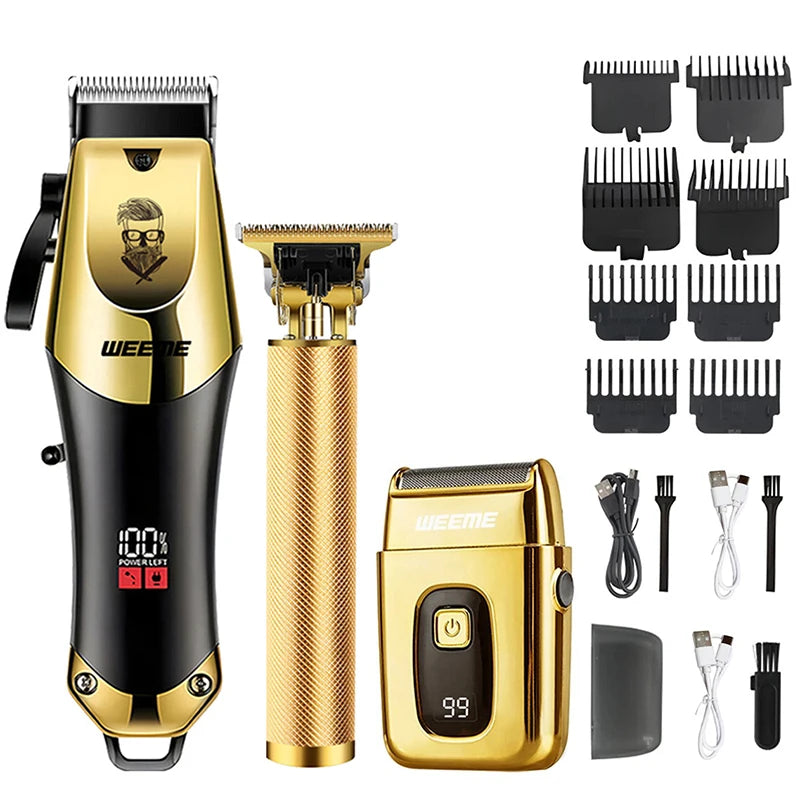 Afeita y Barbea | Aparadora Profesional para Cabello y Barba | Motor Potente | Recargable | Kit Completo con Aparador de Nariz